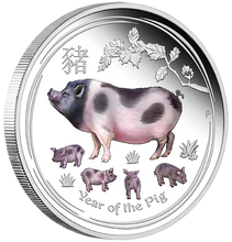 Load image into Gallery viewer, 2019 ANDA EXPO PROOF Colored Silver Lunar Year of the PIG NGC PF70 2oz $2 Coin