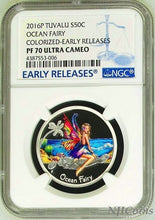 Load image into Gallery viewer, 2016 TUVALU Ocean Fairy Silver Proof NGC PF 70 1/2oz Half Dollar Coin ER Colored