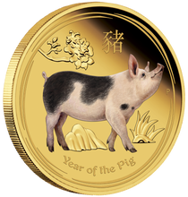 Load image into Gallery viewer, 2019 P Australia PROOF COLORED GOLD $100 Lunar Year of the PIG NGC PF70 1oz Coin