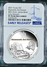 Load image into Gallery viewer, 2021 James Bond Diamonds Are Forever SILVER PROOF $1 1oz COIN NGC PF70 ER