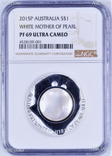 Load image into Gallery viewer, 2015 Australia White Mother of Pearl Shell 1 oz Silver Proof Coin NGC PF69
