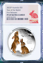 Load image into Gallery viewer, 2023 Australia PROOF Colored Silver Lunar Year of the RABBIT NGC PF69 1oz Coin F