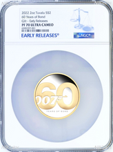 Load image into Gallery viewer, 2022 60 Years of James Bond 007 SILVER PROOF $2 2oz Gilt Gilded COIN NGC PF70 ER