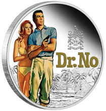 Load image into Gallery viewer, JAMES BOND 007 DR. NO 2022 1oz SILVER PROOF Colored $1 COIN w/last QEII Portrait