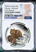 Load image into Gallery viewer, 2023 Australia Quokka Silver Colored Proof NGC PF69 Double Dates 1oz $1 Coin ER