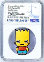 Load image into Gallery viewer, 2022 Simpsons Bart First in Minted Mini Series 1oz Silver $1 Coin NGC PF70 ER