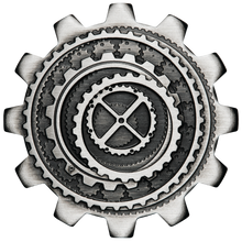 Load image into Gallery viewer, 2020 INDUSTRY IN MOTION 1oz Antiqued SILVER GEAR-SHAPED TWO-COIN SET (2oz total)