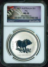 Load image into Gallery viewer, PERFECT 2007 AUSTRALIA YEAR OF THE PIG 1 oz Bullion Coin NGC MS70