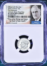 Load image into Gallery viewer, 2022 S US Mint .999 Silver Proof 10C Roosevelt Dime NGC PF70 UC FR "Fear Itself"