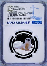 Load image into Gallery viewer, 2017 P Tuvalu PROOF Silver Polar Babies Harp Seal NGC PF70 1/2 oz Coin w/ OGP ER