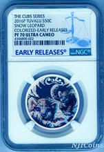 Load image into Gallery viewer, 2016 P Tuvalu PROOF Silver The Cubs Snow Leopard NGC PF70 1/2 oz Coin w/ OGP