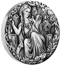 Load image into Gallery viewer, 2017 Norse Goddesses Frigg 2oz Silver Antiqued High Relief Coin Antique