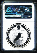Load image into Gallery viewer, 2020 Berlin Show Australia 30th Ann. Kookaburra Silver NGC MS 70 1oz $1 Coin FR