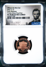 Load image into Gallery viewer, 2021 S US Mint 7-Coin Silver Proof SET Version LINCOLN CENT Penny NGC PF70 RD ER