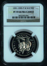 Load image into Gallery viewer, 1991-1995 P W.W.II Commemorative Proof Coin 50c Half Dollar NGC PF70 ULTRA CAMEO