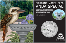 Load image into Gallery viewer, 2022 ANDA BRISBAN Expo Special Kookaburra 1oz $1 Silver Coin w/ KOALA PRIVY MARK