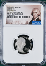 Load image into Gallery viewer, 2021 US Mint 7-Coin Silver Proof SET Dime Cent Nickel Quarter $1 50c NGC PF70 FR