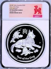 Load image into Gallery viewer, 2018 Australia Lunar Year of the DOG 1 Kilo PROOF Silver $30 Coin NGC PF 70