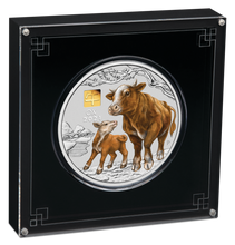 Load image into Gallery viewer, 2021 Year of the OX 1 KILO .9999 SILVER COIN AUSTRALIA with 1g Gold Privy Mark