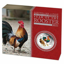 Load image into Gallery viewer, 2017 Australia Lunar Year of the Rooster COLORIZED 1 oz SIlver Proof $1 Coin