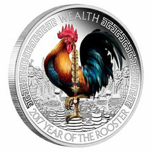 Load image into Gallery viewer, 2017 P Tuvalu 1 Oz Silver Good Fortune ROOSTER Wealth Wisdom 2 Coin Set NGC PF70