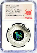 Load image into Gallery viewer, 2021 Australia OPAL LUNAR Year of the OX 1 oz Silver Proof Coin NGC PF70 FR