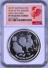Load image into Gallery viewer, 2017 P Australia PROOF Silver 3-Coin Set Lunar Year of the ROOSTER NGC PF 70 ER