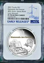Load image into Gallery viewer, 2021 Queen Elizabeth Portrait on James Bond SILVER 1oz COIN $1 NGC PF70