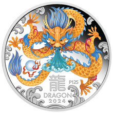 Load image into Gallery viewer, 2024 Australia COLORED PROOF Lunar Year of the Dragon 1oz Silver $1 Coin "P125"