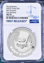 Load image into Gallery viewer, 2022 Bart Simpson Simpsons $1 1oz .9999 Silver COIN NGC MS70 FR