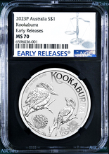 Load image into Gallery viewer, 2023 Australia Silver Kookaburra NGC MS70 $1 1oz Coin ER Black Core Label