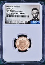Load image into Gallery viewer, 2022 US Mint 5 Coin Silver Proof SET Dime Cent Nickel $1 50c NGC PF70 FR