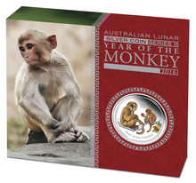 Load image into Gallery viewer, 2016 Australia Lunar Year of the Monkey COLORIZED 1/2 oz SIlver Proof Coin
