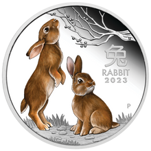 Load image into Gallery viewer, 2023 Australia COLORED PROOF Lunar Year of the Rabbit 1oz Silver $1 Coin Series3
