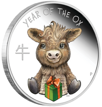 Load image into Gallery viewer, 2021 BABY OX 1/2oz .9999 Silver Proof Half Dollar Coin Lunar Year Tuvalu