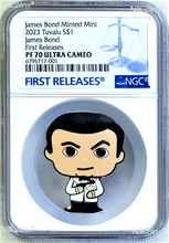 Load image into Gallery viewer, 2023 James Bond 007 First Minted Mini 1oz Silver $1 Coin NGC PF70 FR