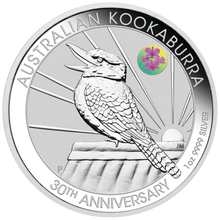 Load image into Gallery viewer, 2020 ANDA Show Special Kookaburra 1oz $1 Silver Coin w/ Cooktown Orchid privy