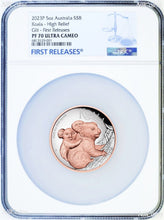 Load image into Gallery viewer, 2023 Australia Pink Gold GILT HIGH RELIEF 5oz Silver Koala $8 Coin NGC PF70 FR