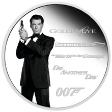 Load image into Gallery viewer, JAMES BOND LEGACY SERIES 4th ISSUE 2024 1oz SILVER PROOF $1 COIN Pierce Brosnan