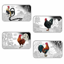 Load image into Gallery viewer, 2017 YEAR OF THE ROOSTER LUNAR CALENDAR 1OZ SILVER PROOF 4-COIN SET Rectangular