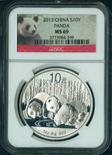 Load image into Gallery viewer, 2013 China Silver Panda 1 oz S10Y Coin Bullion NGC MS 69 Perfect Red Panda Label