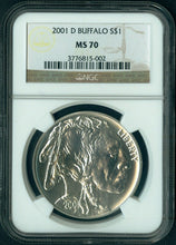 Load image into Gallery viewer, 2001 D Buffalo Commemorative Silver Dollar Coin $1 NGC MS 70 MS70 PERFECT