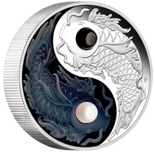 Load image into Gallery viewer, 2024 5oz .9999 Silver YIN YANG KOI PROOF COLORED $5 Coin with PEARLS NGC PF70 ER
