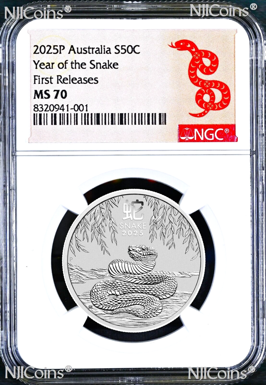 2025 Australia .9999 Silver Lunar Year of the Snake NGC MS70 1/2oz 50c Coin FR