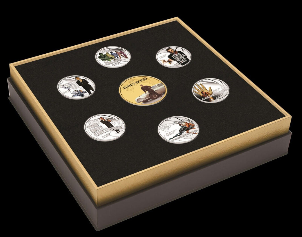 7-COIN-SET JAMES BOND 007 SEAN CONNERY COLLECTION 6x0.5+1=4oz SILVER PROOF 2024