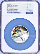 Load image into Gallery viewer, 2019 Star Trek ENTERPRISE &amp; CREW 2oz Silver $2 Coin NGC PF69 ER 1,250 Mintage

