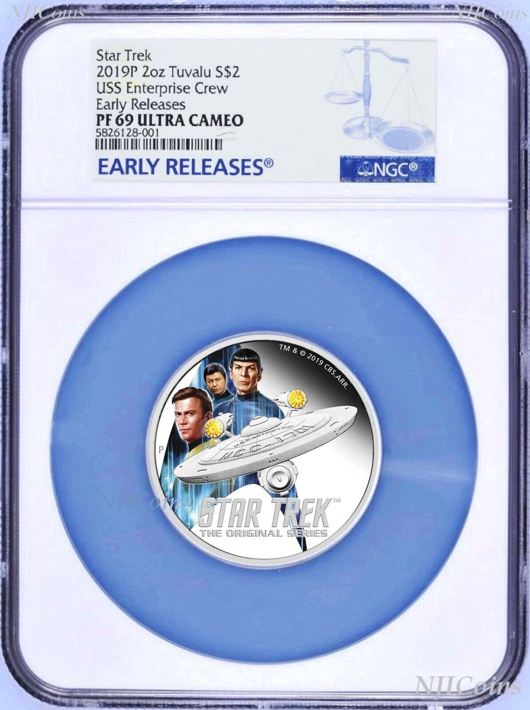2019 Star Trek ENTERPRISE & CREW 2oz Silver $2 Coin NGC PF69 ER 1,250 Mintage
