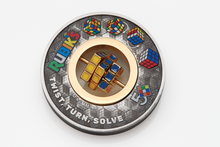 Load image into Gallery viewer, Rubik's Cube 2024 50th Anniversary 2oz .9999 Silver Antiqued Colored $2 Coin
