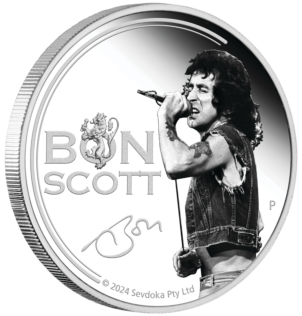 BON SCOTT 2024 1oz SILVER $1 POOF Colored COIN
