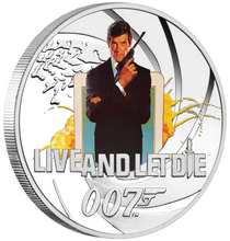 Load image into Gallery viewer, 8-COIN-SET JAMES BOND 007 ROGER MOORE COLLECTION 7x0.5+1=4.5oz SILVER PROOF 2024
